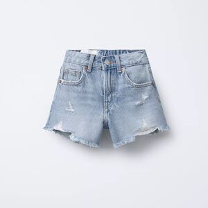 Zara Light Blue Distressed Kids Shorts